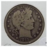 1915-D Barber Silver Half Dollar.