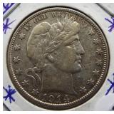 1914 Barber Silver Half Dollar.