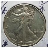 1937-S Walking Liberty Silver Half Dollar.