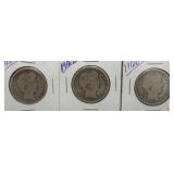 (3) Barber Silver Half Dollars. Dates: 1912 & (2)