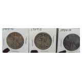 (3) Walking Liberty Silver Half Dollars. Dates: