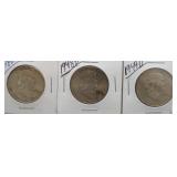 (3) Franklin Silver Half Dollars. Dates: (2)