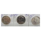 (3) UNC Kennedy Silver Half Dollars. Dates: (2)