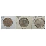 (3) Kennedy Silver Half Dollars. Dates: 1964, (2)