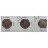 (3) Standing Liberty Silver Quarters. Dates:
