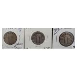(3) Standing Liberty Silver Quarters. Dates: