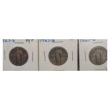 (3) Standing Liberty Silver Quarters. Dates: (2)