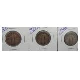 (3) Standing Liberty Silver Quarters. Dates:
