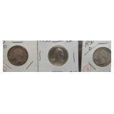 (3) Washington Silver Quarters. Dates: 1934-D,