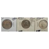 (3) BU/UNC Washington Silver Quarters. Dates: