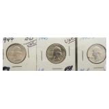 (3) BU/UNC Washington Silver Quarters. Dates: