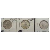 (3) BU/UNC Washington Silver Quarters. Dates: