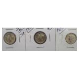 (3) Nice Mercury Silver Dimes. Dates: 1937-D