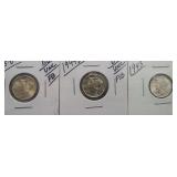 (3) UNC/BU/FSB Mercury Silver Dimes. Dates: 1943,
