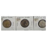 (3) BU Jefferson 40% Silver War Time Nickels.