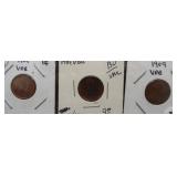 (3) 1909 VDB Lincoln Wheat Cents. Note: 2 are