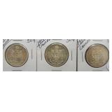 (3) 1959 Canadian Silver Half Dollars.