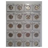 (20) Washington Silver Quarters. Dates: 1961-D,