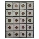(20) Liberty V-Nickels. Dates: 1899, 1901, 1902,