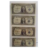 (4) $1 Silver Certificates. Dates: (2) 1935-E,
