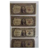 (4) $1 Silver Certificates. Dates: (2) 1935-A
