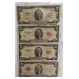 (4) $2 Red Seal U.S. Notes. Dates: (2) 1953-A,