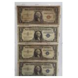 (4) $1 Silver Certificates. Dates: 1935-A