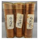 (3) Uncirculated Rolls of Lincoln Cents. Dates:
