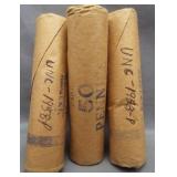 (3) Rolls 1958-P Uncirculated Bank Roll Sealed