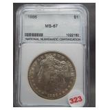 1886 Morgan silver dollar. NNC MS-67.