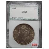 1885 Morgan silver dollar. PCI MS-65.