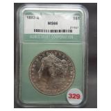 1882-S Morgan silver dollar. NTC MS-66.