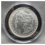1898 Morgan silver dollar.