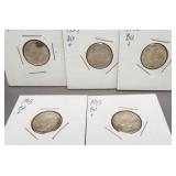 (5) Mercury dimes: 1939, 1941, 3-1943.