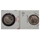 (2) Mercury dimes: 1939 (proof like) and 1942.