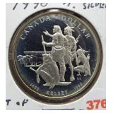 1990 Canadian silver dollar. 50% silver (frosted