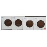 (4) Canadian large cents: 1916, 1917, 1918, 1919.