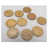 (10) 1900-1907 Indian head cents. Most are very
