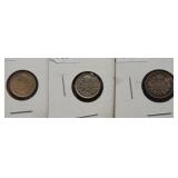 (3) Canadian nickels: 1900, 1906, 1914. Very