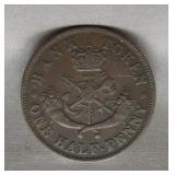1854 Bank of Upper Canada half penny.