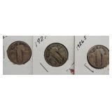 (3) Standing Liberty quarters: 1926-S, 1927,
