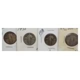 (4) Standing Liberty quarters: 1926-S, 1928,