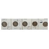 (3) Barber dimes: 1906, 1907, 1910 and (2) 1941