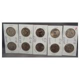 (5) Sets of 2009 Kennedy P & D sets. (10) Coins