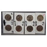 (4) Sets of 2010 Kennedy P & D sets. (8) Coins