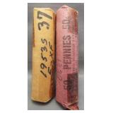 (2) Rolls of Lincoln pennies: 1939, 1953-S.