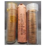 (3) Rolls of Lincoln pennies: 2-1955-S, 1960-D.