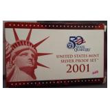 2001 US Mint silver proof set.