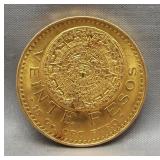 1959 Mexican Veinte Pesos gold coin. 0.4823 ounce