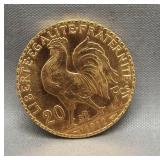 1912 France 20 Francs gold coin. 6.4516 grams.